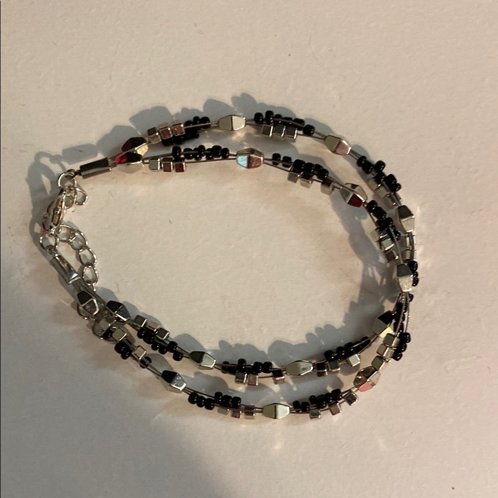 Elegant Silver and Black Beaded Bracelet